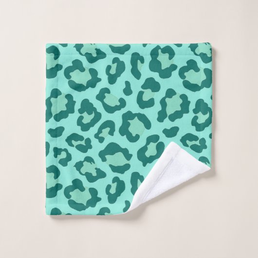 imprimé turquoise Leopard (Gant de toilette)