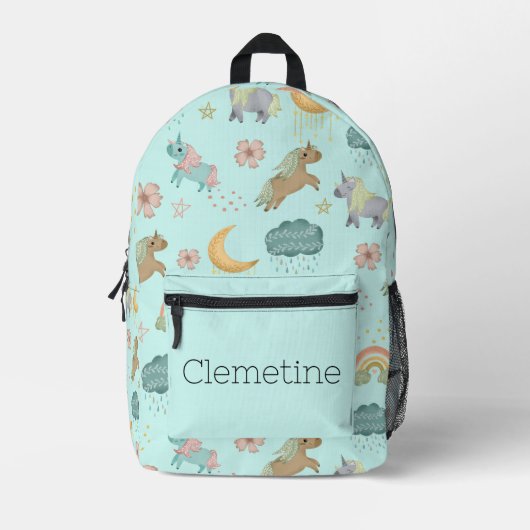 Imprimé Turquoise Rainbow et sac à dos Unicorn (Recto)