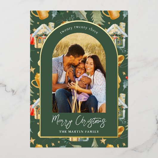 Imprimé vert de vacances avec photos (Recto)