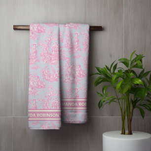 imprimé vintage bleu rose de jouy
