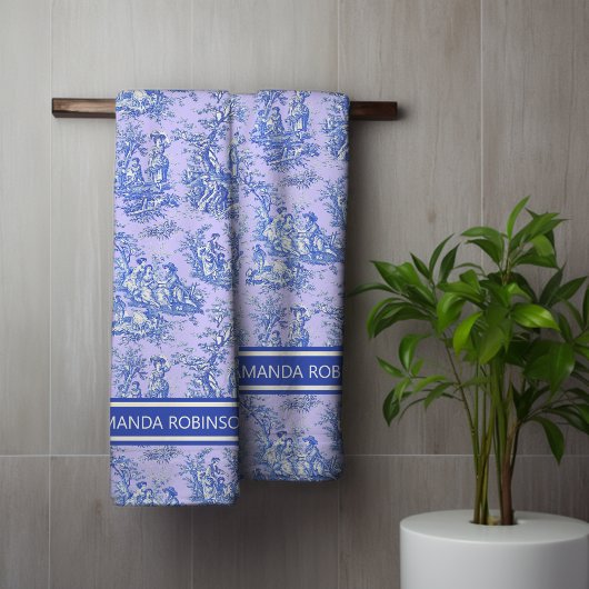 imprimé vintage bleu violet toile de jouy