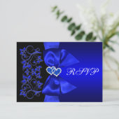 IMPRIMÉE RIBBON Bleu, Noir Mariage Floral RSVP (Debout devant)