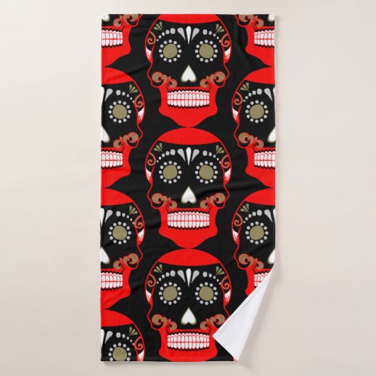 Imprimer le crâne Día De Los Muertos (Serviette de bain)