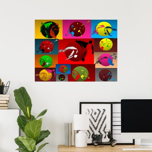 imprimer poster capoeira jeu coucher de soleil (Bureau à domicile)