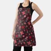 Imprimer tablier en noir avec fleurs roses (Insitu)