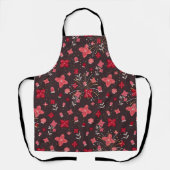 Imprimer tablier en noir avec fleurs roses (Recto)