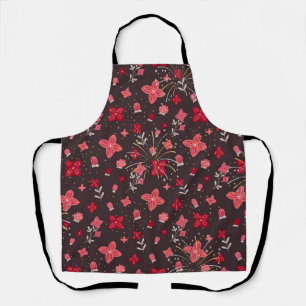 Imprimer tablier en noir avec fleurs roses