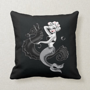 Imprimerie d'art vintage sirènes coussin hippocam