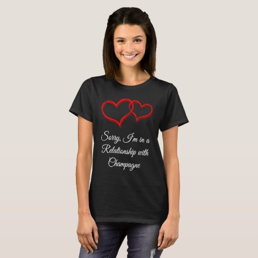 In a Relationship with Champagne  Valentines Day H T-shirt (Voorkant volledig)