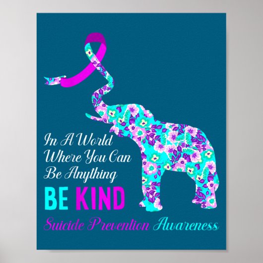 In A World Be Kind Suprt Suicide Prevention Awaren Poster (Voorkant)