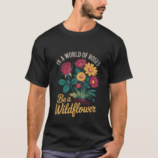 In a World of Roses Be a Wildflower Inspirational  T-shirt