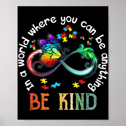 In A World Where You Can Be Kind Butterfly Autism Poster (Voorkant)