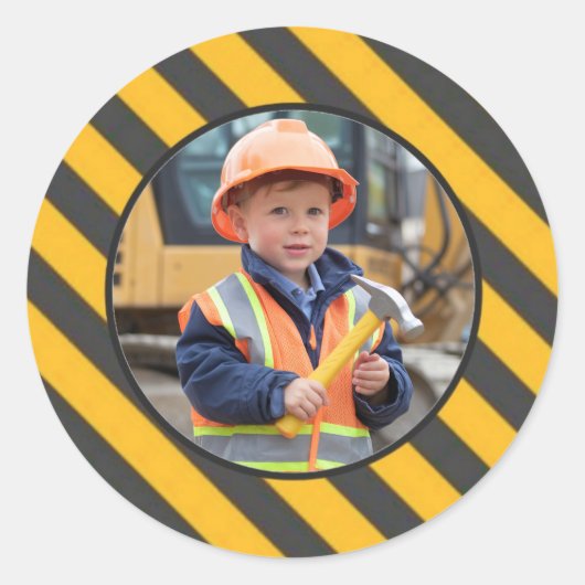 In aanbouw Verjaardag van de Jongen Bash Ronde Sticker (Voorkant)