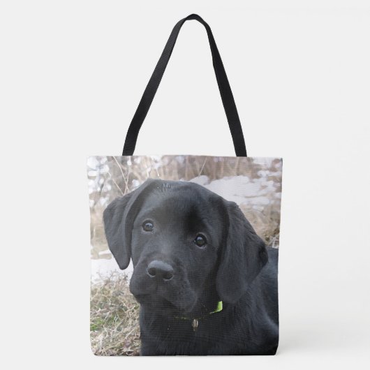 In afwachting van Lente - Labrador Puppy - Zwart L Draagtas (Voorkant)