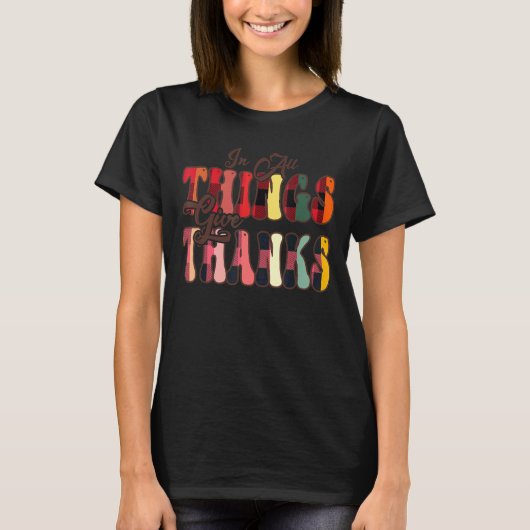 In All Things Give Thanks Groovy Leopard Thanksgiv T-shirt (Voorkant)