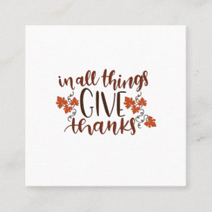 In Alle Dingen Geef Dank Thanksgiving Pompoen Vierkante Visitekaartje