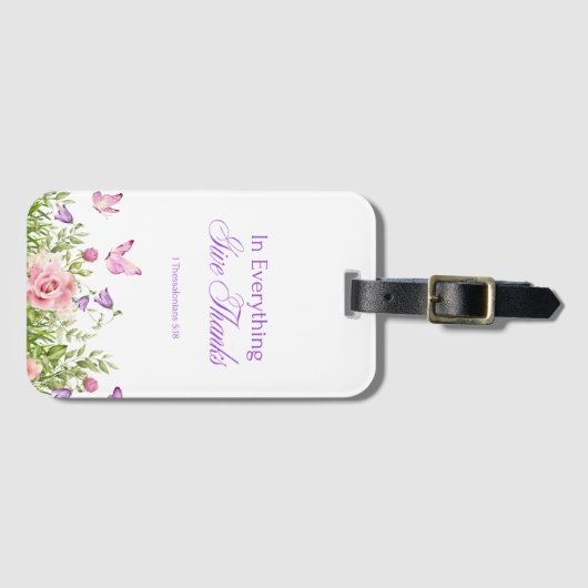 "In alles geef Bedankt" enkelzijdig Bagagelabel (Voorkant (horizontaal))