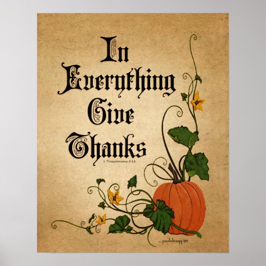"In Alles geeft Bedankt" Thanksgiving pompoen Poster (Voorkant)