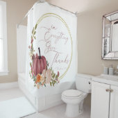 In Alles geeft u bedankt pastel en goudpompoenen Douchegordijn (In situ)