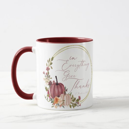 In Alles geeft u bedankt pastel en goudpompoenen Mok (Links)