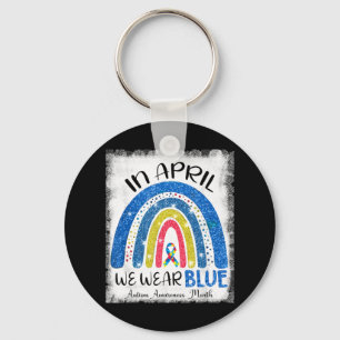 In april draag we blauw, autisme bewustmakingsmaan sleutelhanger