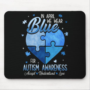 In april Draag we blauw voor autisme. Muismat