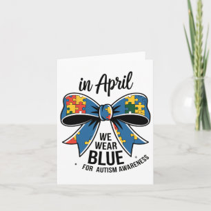 In april Draag we Blue Autism Awareness Bow Ribbon Kaart