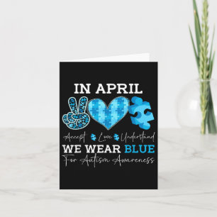 In april Draag we Blue Autism Awareness Mannen Wom Kaart