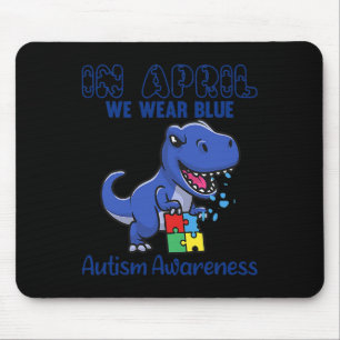 In april Draag we Blue Autism Awareness Month Dino Muismat
