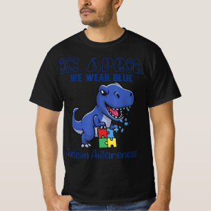 In april Draag we Blue Autism Awareness Month Dino T-shirt