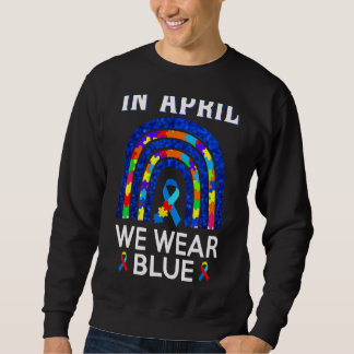 In april Draag we Blue Autism Awareness Rainbow Pu Trui