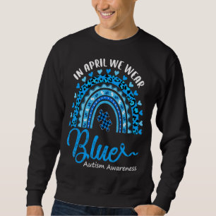 In april Draag we Blue Autism Awareness Rainbow Pu Trui