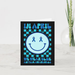 In april Draag we Blue Retro Groovy Autism Awarene Kaart
