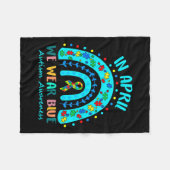 In april Draag we de blauwe autisme van waren Fleece Deken (Voorkant (Horizontaal))