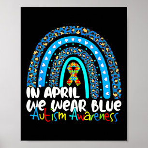 In april Draag we de blauwe autisme van waren Poster