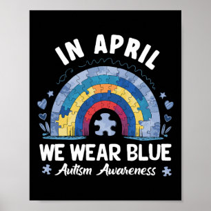 In april Draag we de blauwe regenboogautisme Poster
