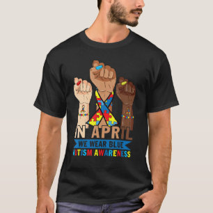 In april Draag we een maand waarin we blauw autism T-shirt