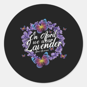 In april Draag we Lavendel Stress Awareness Maand Ronde Sticker