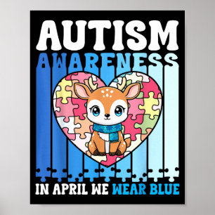In April dragen we Blauwe Autisme Bewustzijn Herte Poster