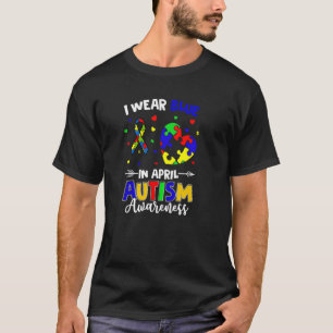 In april dragen we blauwe regenboogpuzzel autisme t-shirt