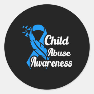 In April We Wear Blue Child Abuse Prevention Aware Ronde Sticker