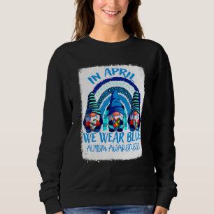 In April We Wear Blue Three Gnomes Rainbow Autism Trui