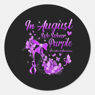 In augustus Draag we Paarse Butterfly overdosis Aw Ronde Sticker