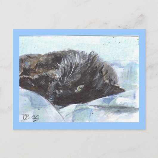 In bed briefkaart (Voorkant)