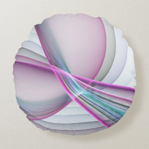 In Beweging, Moderne Abstract Kleurrijke Fractale  Rond Kussen