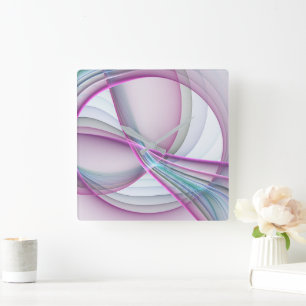 In Beweging, Moderne Abstract Kleurrijke Fractale Vierkante Klok