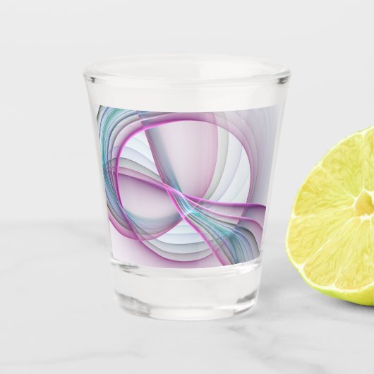 In beweging, moderne Abstracte kleurrijke fractale Shot Glas (Voorkant)