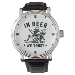 In bier vertrouwen wekken skelet Beer Pong Horloge