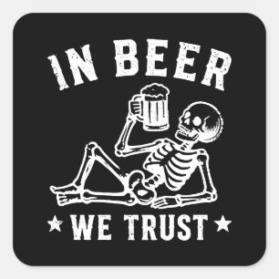 In bier vertrouwen wekken skelet Beer Pong Vierkante Sticker