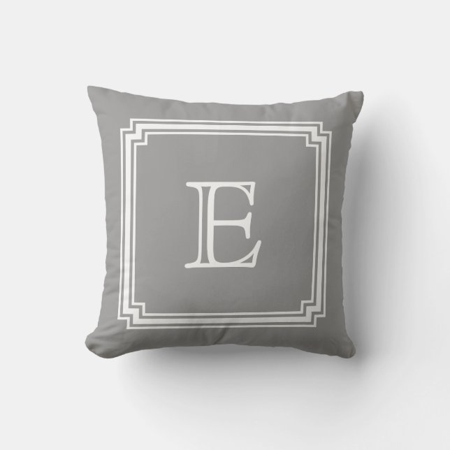 In bijlage Lijst grijze achtergrond monogram hoekp Kussen (Voorkant)